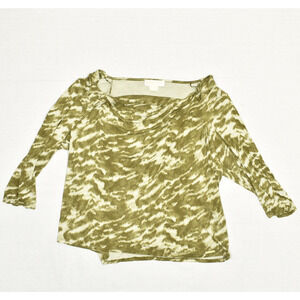 Michael Kors Women's Blouse Cowl Neck 3/4 Sleeve Rayon Green Plus Size 2X